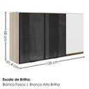 Ver imagem 3 de Armario Aereo 3 Portas Vidro MDF 120 cm Kali 1219717 Nicioli Bianco Toq Branco