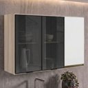 Ver imagem 2 de Armario Aereo 3 Portas Vidro MDF 120 cm Kali 1219717 Nicioli Bianco Toq Branco