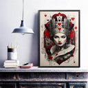 Ver imagem 2 de Quadro Decorativo Rainha de Copas 33x24cm - com Vidro:madeira Branca