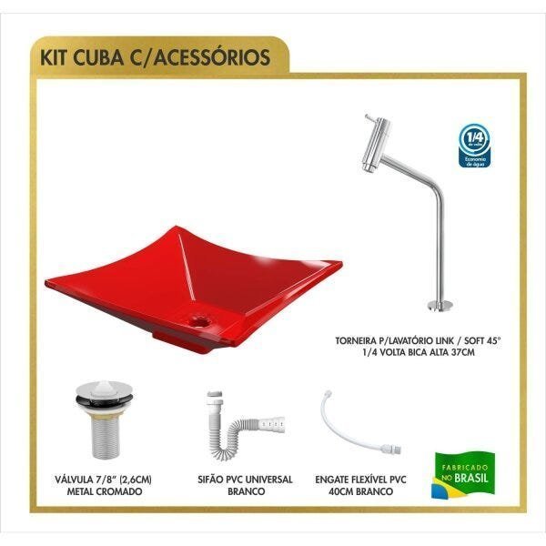 Kit Cuba L34 Torneira Link 1062 Metal Válvula 1 Polegada Sifão Pvc Flexível Compace - 3