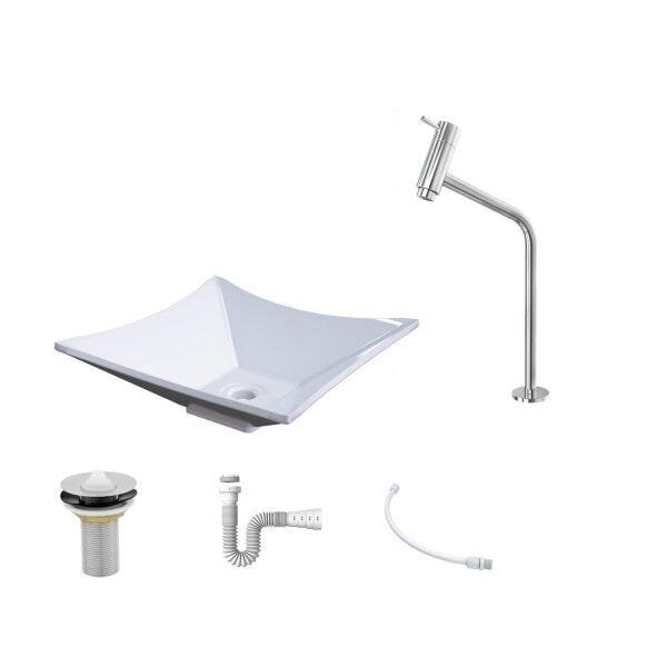Kit Cuba L34 Torneira Link 1062 Metal Válvula 1 Polegada Sifão Pvc Flexível Compace - 2