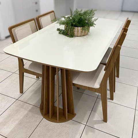 Mesa de Jantar 1,60m com 4 Cadeiras Dalla Costa 100% Mdf 