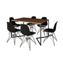 Ver imagem 6 de Mesa Industrial Jantar Retangular 137X90Cm Amêndoa Base V Com 6 Cadeiras Pretas Ferro P Amendoa