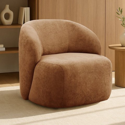 Poltrona Orgânica Giratória Tecido Bouclê Aime