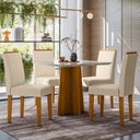 Ver imagem 2 de Conjunto Sala de Jantar Mesa Anitta 90x90 4 Cadeiras Ana Ype/off White/linho Palha