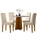Ver imagem 1 de Conjunto Sala de Jantar Mesa Anitta 90x90 4 Cadeiras Ana Ype/off White/linho Palha