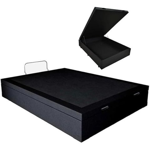 Base Box Bau Casal Sintetico Premium Santo Box 47x138x188:preto