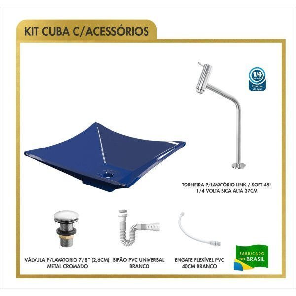 Kit Cuba L34 Torneira Link 1062 Metal Válvula Click 1 Polegada G Sifão Pvc Flexível Compace - 3