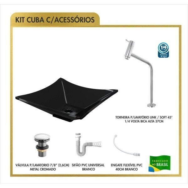 Kit Cuba L34 Torneira Link 1062 Metal Válvula Click 1 Polegada G Sifão Pvc Flexível Compace - 3