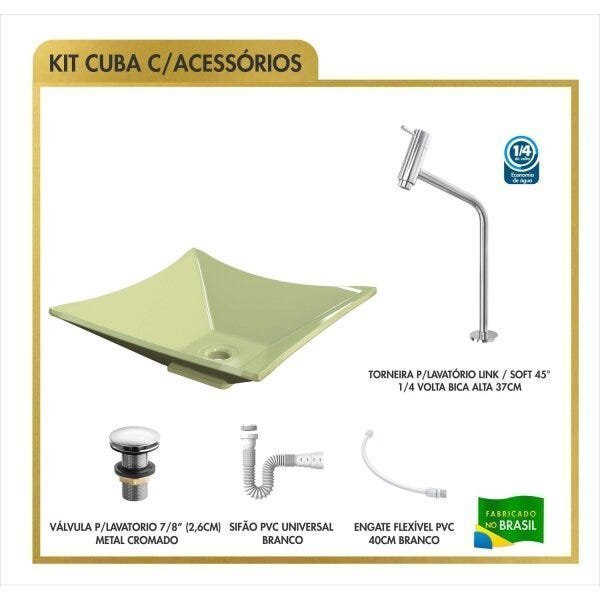 Kit Cuba L34 Torneira Link 1062 Metal Válvula Click 1 Polegada G Sifão Pvc Flexível Compace - 3