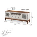 Ver imagem 5 de Rack para Tv com Pés Luis Xv 2 Gavetas 2 Portas e Nicho 60503 Linz Móveis - Off White/imbuia Glazer