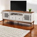 Ver imagem 1 de Rack para Tv com Pés Luis Xv 2 Gavetas 2 Portas e Nicho 60503 Linz Móveis - Off White/imbuia Glazer