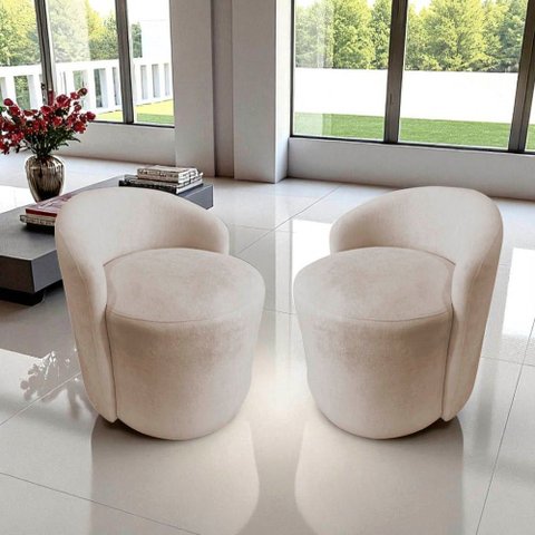Kit 2 Poltronas Decorativa Yara Orgânica Bouclé Bege