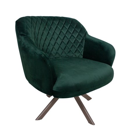 Poltrona Decorativa Kitana Pés Champagne Giratório Veludo Verde - Gran Belo