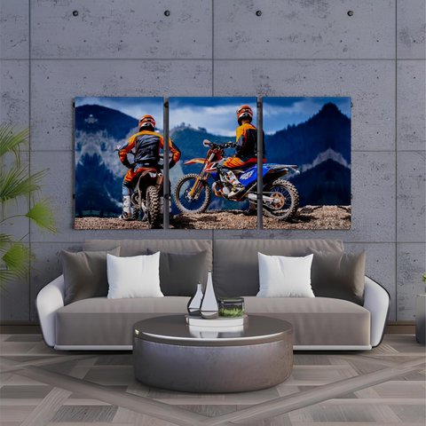 Kit 3 Quadro Decorativo Motocross Enduro Trilha Dt 28x20cm