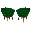 Ver imagem 1 de Kit 2 Poltronas Decorativa Pétala Suede Verde Pés Madeira Mz Decor