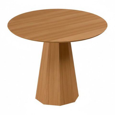 Mesa de Jantar 4 Lugares Redonda 100cm Base Cone Tampo MDF Erimon N01 Ypê - Lyam Decor