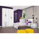 Ver imagem 3 de Guarda-roupa Solteiro 4 Portas Henn Caju Branco