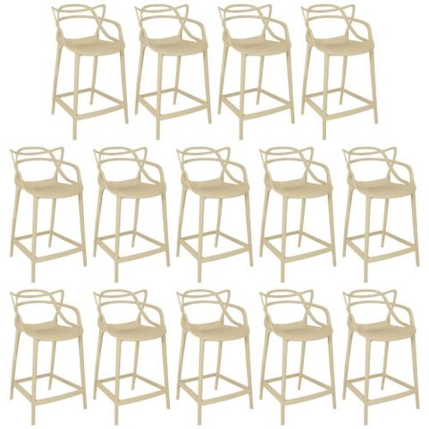 Kit 14 Banquetas Média Allegra 66cm Design Cozinha/bancada - Nude
