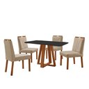 Ver imagem 1 de Conjunto Sala de Jantar Mesa Floripa 120x80cm Preto com 4 Cadeiras Luna Veludo Bege