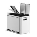 Ver imagem 4 de Takywep Lixeira Inox 45l com 3 Compartimentos e Pedal Prata