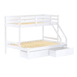 Beliche com Cama Casal Eco com 02 Gavetas Madeira Maciça Branco Mobilistore - 2