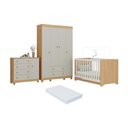 Ver imagem 1 de Quarto de Bebê Completo Berço Americano 3x1 Colchão Allegra Multimóveis Mp4598 Madeirado/off