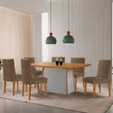 Ver imagem 1 de Mesa de Jantar Diane 180cm Tampo Mdf Laminado com 6 Cadeiras Lisboa Moderna Mobília