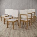Ver imagem 1 de Kit 6 Cadeiras Estofadas para Mesa de Jantar Milla Nature/linho