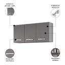Ver imagem 3 de Armário de Cozinha Aéreo 120cm 3 Portas Honduras Cinza - Lumil Lumil Móveis