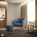 Ver imagem 2 de Puff Stella Suede Azul Marinho Base Madeira Castanho - D'Rossi DRossi