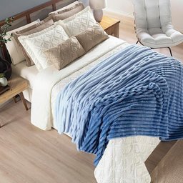 Cobertor Queen Fluffy Manta Flannel Ultrasoft - Sky - 4