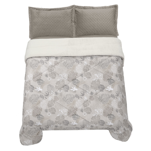 Edredom Plush Sherpa Casal - Hedrons 2,20 X 2,35m Super Quentinho de Qualidade:estampado Botanic