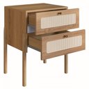 Ver imagem 3 de Mesa de Cabeceira 2 Gavetas Palhinha Pé Madeira 27933 Oslo Artesano - Hanover/pé Roble