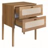 Mesa de Cabeceira 2 Gavetas Palhinha Pé Madeira 27933 Oslo Artesano - Hanover/pé Roble - 3