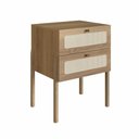 Ver imagem 6 de Mesa de Cabeceira 2 Gavetas Palhinha Pé Madeira 27933 Oslo Artesano - Hanover/pé Roble