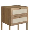 Ver imagem 2 de Mesa de Cabeceira 2 Gavetas Palhinha Pé Madeira 27933 Oslo Artesano - Hanover/pé Roble