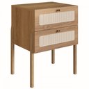 Ver imagem 2 de Mesa de Cabeceira 2 Gavetas Palhinha Pé Madeira 27933 Oslo Artesano - Hanover/pé Roble