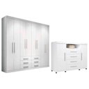 Ver imagem 1 de Guarda Roupa Master 8.6 + Cômoda Master 2.4 Branco - Santos Andirá