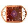Bandeja Rattan e Ceramica Floral Pintada a Mao - Indonesia 7 - 2