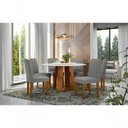 Ver imagem 1 de Mesa Redonda Isabela 1,35x1,35 Mts Tampo Giratorio 6 Cadeiras Ype/off White Linho Cinza New Ceval