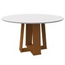 Mesa Redonda Isabela 1,35x1,35 Mts Tampo Giratorio 6 Cadeiras Ype/off White Linho Cinza New Ceval - 6