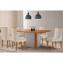 Ver imagem 1 de Sala Jantar Mesa Pietá Tampo Curvo 180cm+6 Cadeiras Dakota Madeira Naturale/off White - Capuccino/