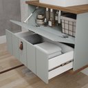 Ver imagem 4 de Gabinete Suspenso com Cuba Milano 80cm Espelho Monet Pistache e Painel Ripado Freijó MGM