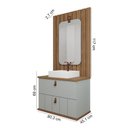 Ver imagem 2 de Gabinete Suspenso com Cuba Milano 80cm Espelho Monet Pistache e Painel Ripado Freijó MGM