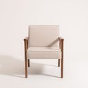 Ver imagem 4 de Poltrona Decorativa Madeira Maciça Jequitibá Assento com Persintas Elásticas e Algodão Julia Nogueira/Bege