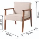 Ver imagem 3 de Poltrona Decorativa Madeira Maciça Jequitibá Assento com Persintas Elásticas e Algodão Julia Nogueira/Bege