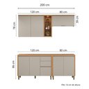 Ver imagem 2 de Cozinha Modulada Allure Linea Brasil 4 Peças A02m2 Jequitiba/gris Fosco