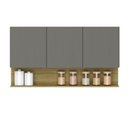 Ver imagem 1 de Armário Aéreo de Cozinha 3 Portas com Nicho 1,20m Freijó / Cinza Line Kits Paraná Freijo Cinza