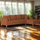 Ver imagem 2 de Sofá 4 Lugares Beny com Chaise Direito Corino Terracota